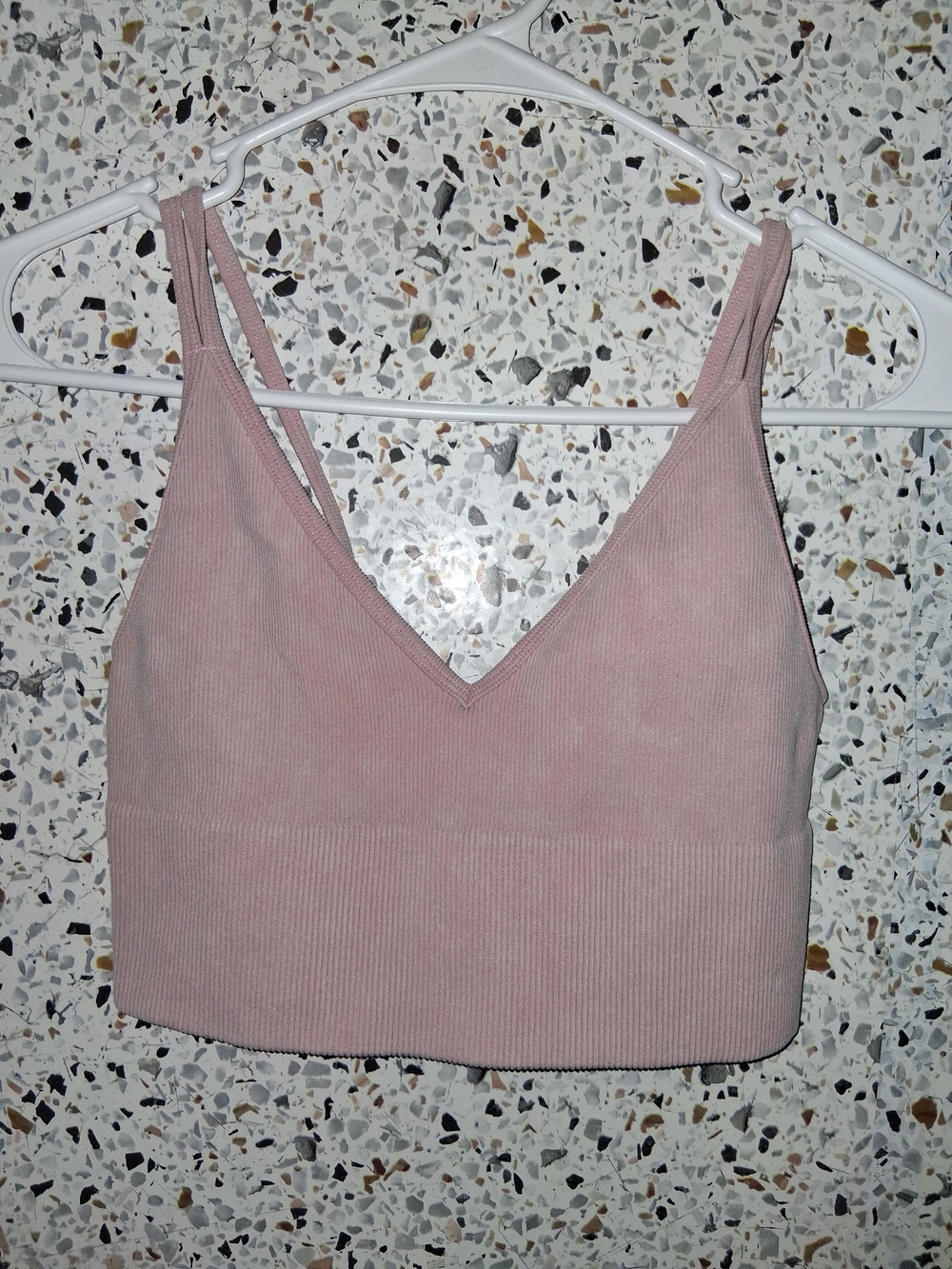 Paradise Fashion USA Ribbed V-Neck Crop Tank - Blush Pink